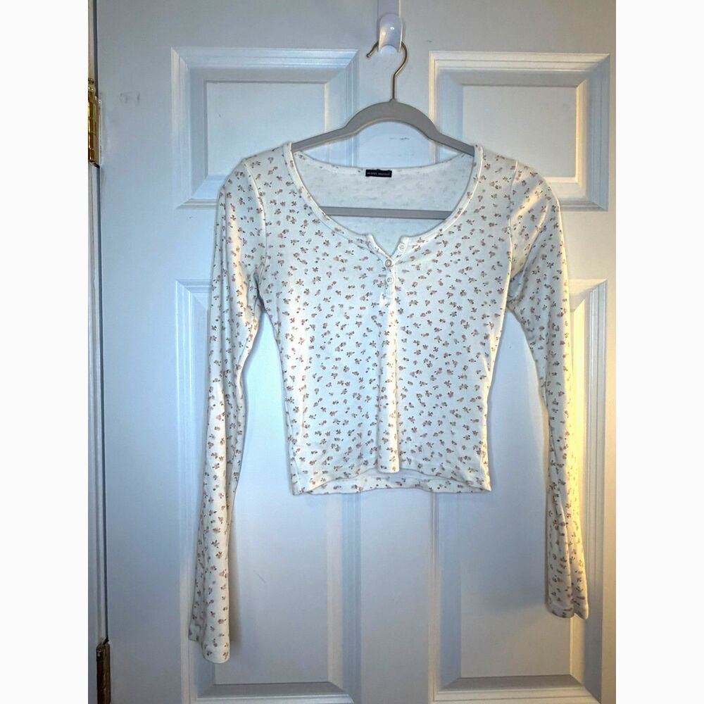 Coquette Floral Fairycore Brandy Melville Henley Long Sleeve
